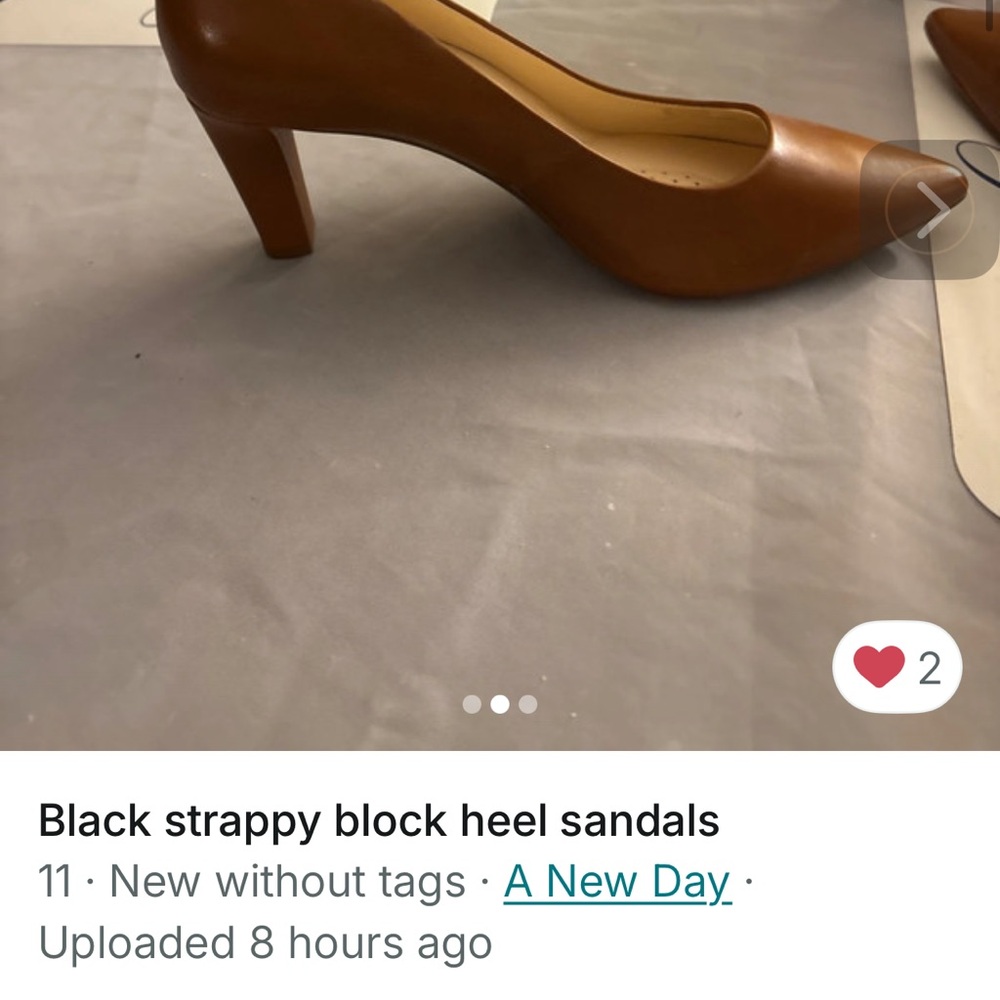 a new day Tan Leather Mid Block Heel Pumps